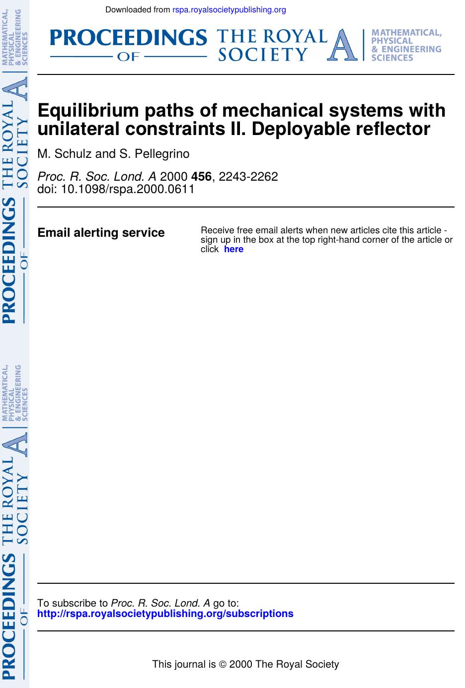 Equilibrium paths of mechanical systems with unilateral constraints II. Deployable reflector by Unknown