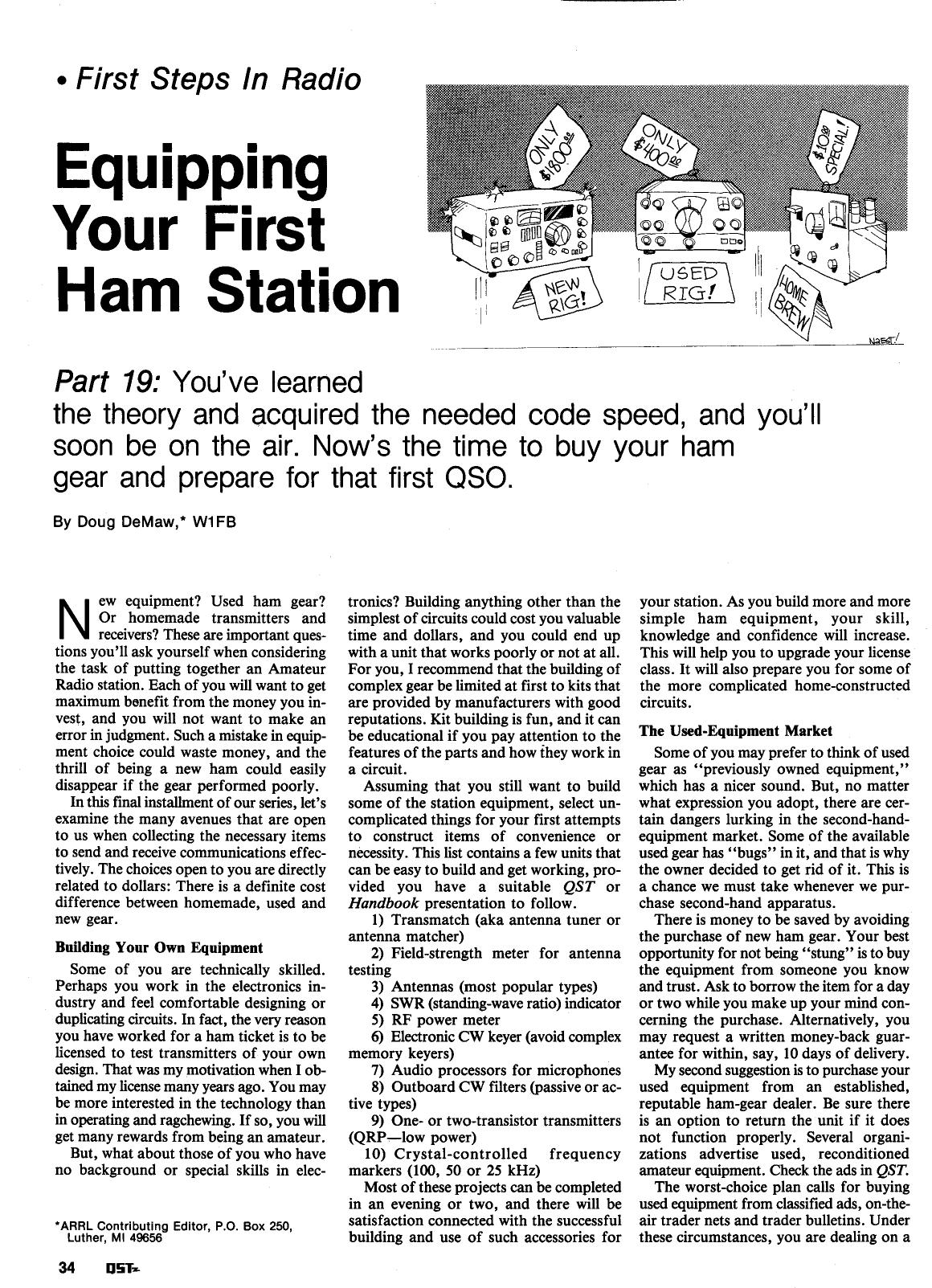 Equipping Your First Ham Station by QST Magazine Part 19 -- Equipping Your First Ham Station
