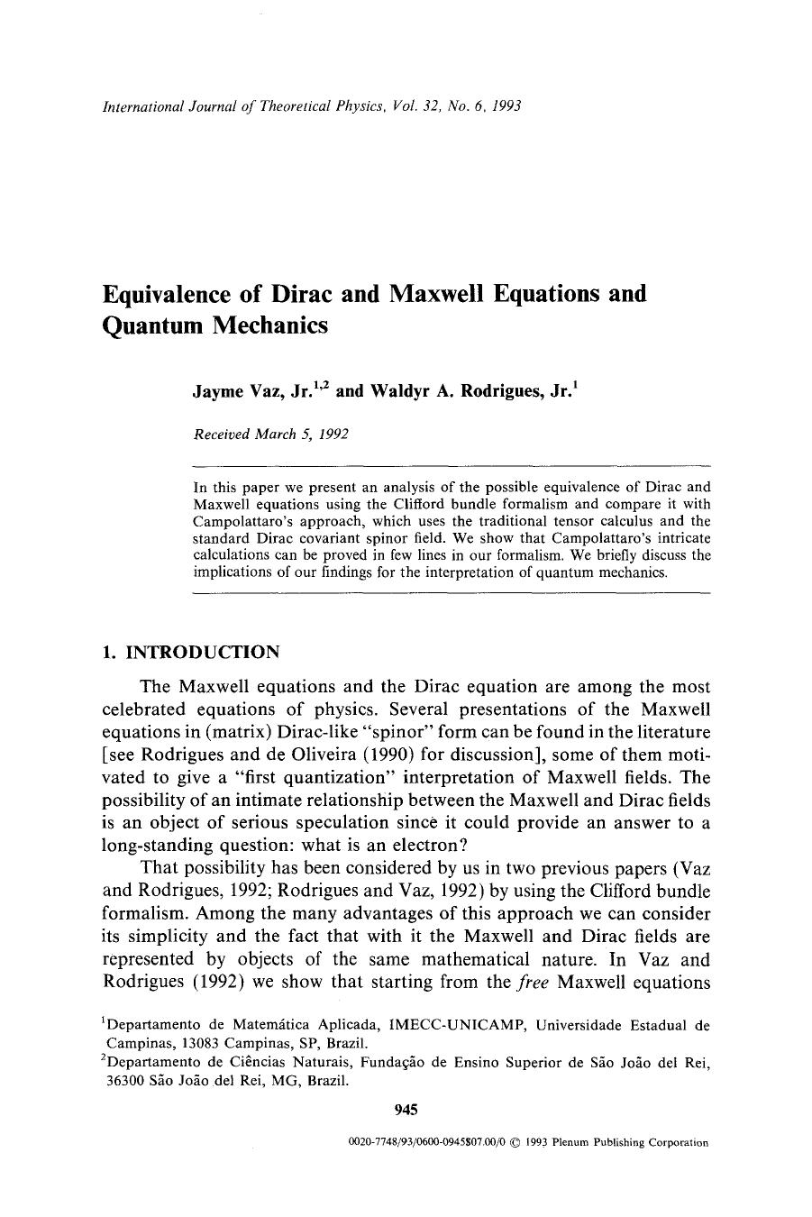 Equivalence of Dirac and Maxwell equations and quantum mechanics by Unknown