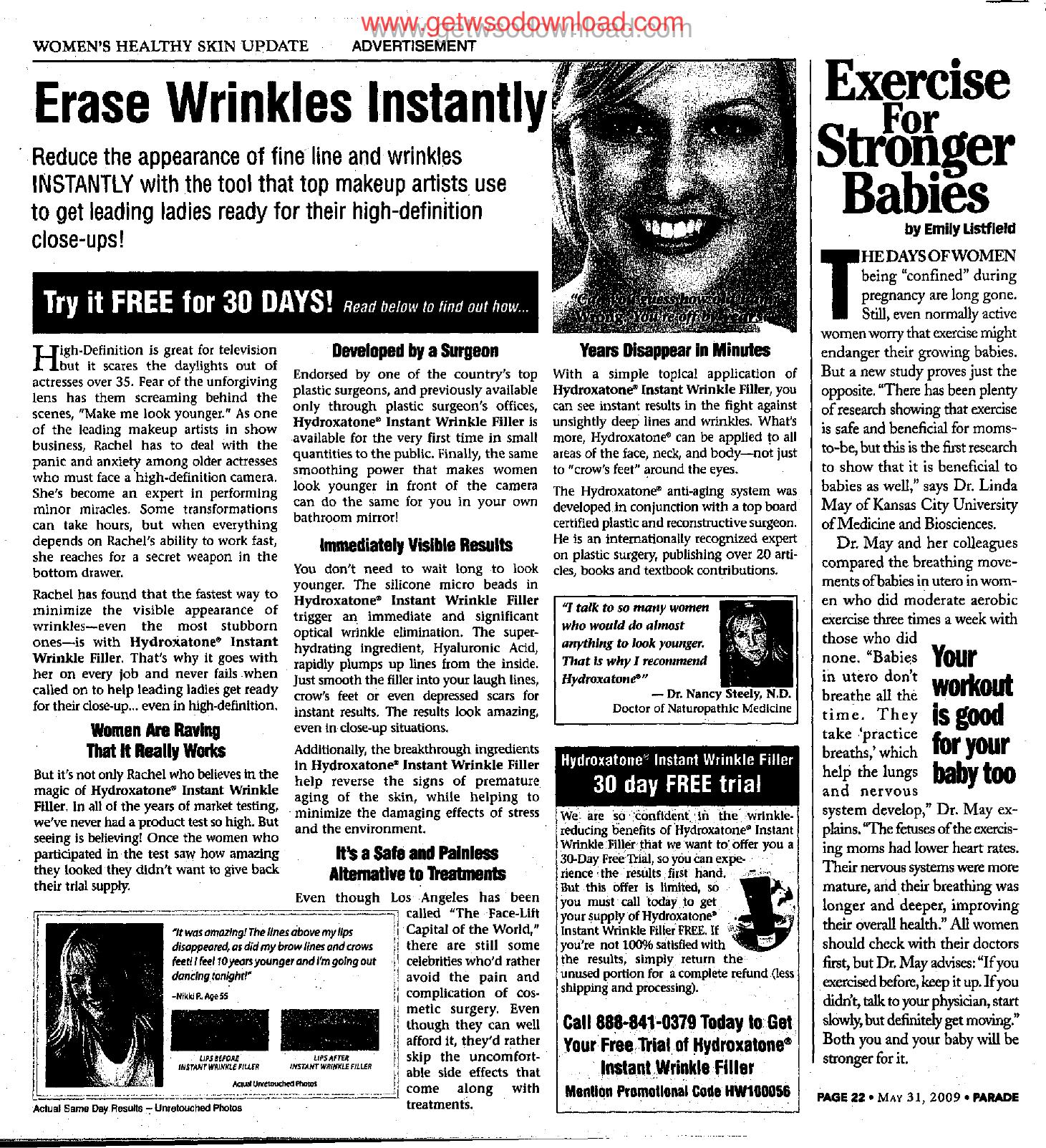 Erase Wrinkles Instantly Vert by Copyright 2010 Heritage Microfilm Inc. and Newspaperarchive.com