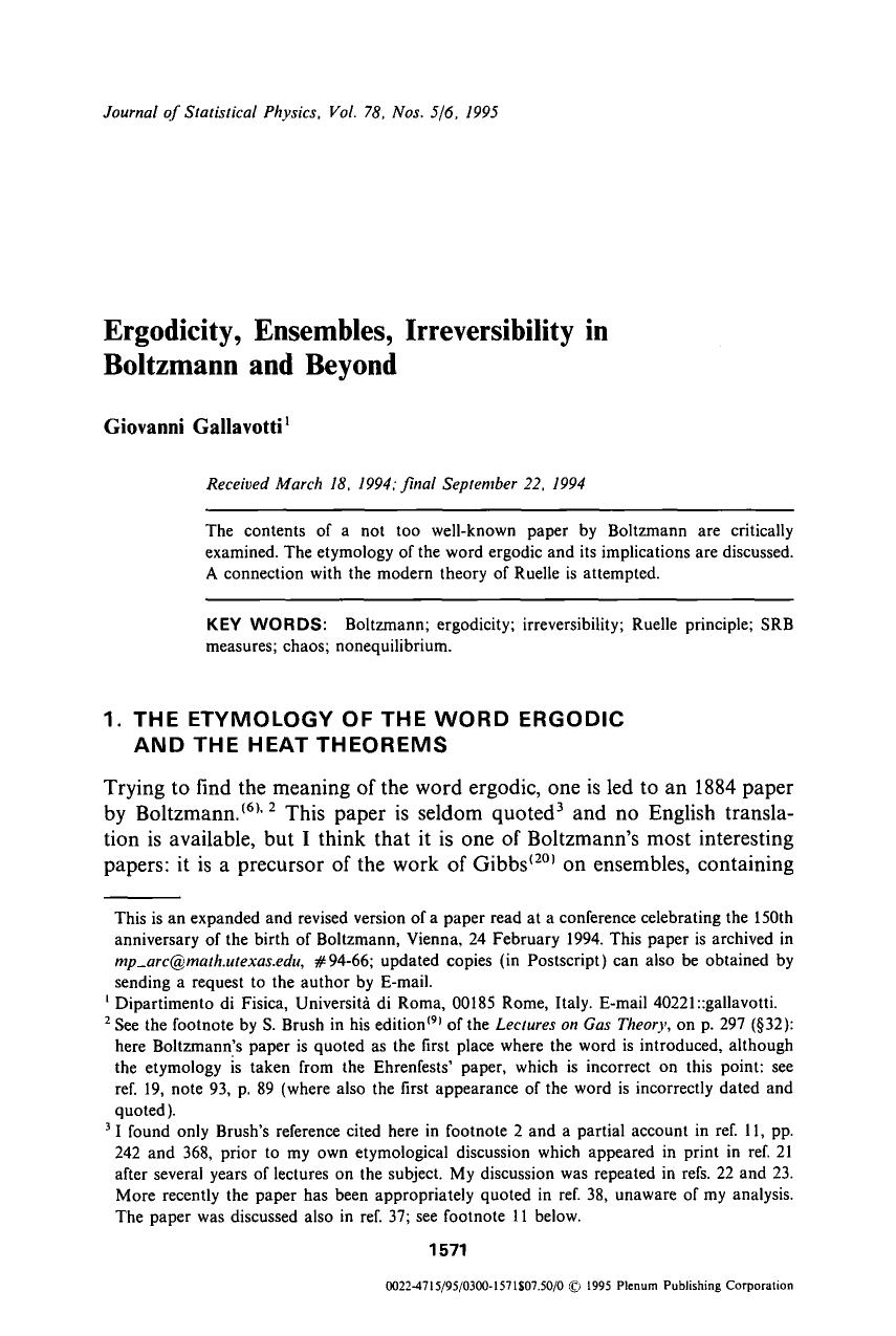 Ergodicity, ensembles, irreversibility in Boltzmann and beyond by Unknown