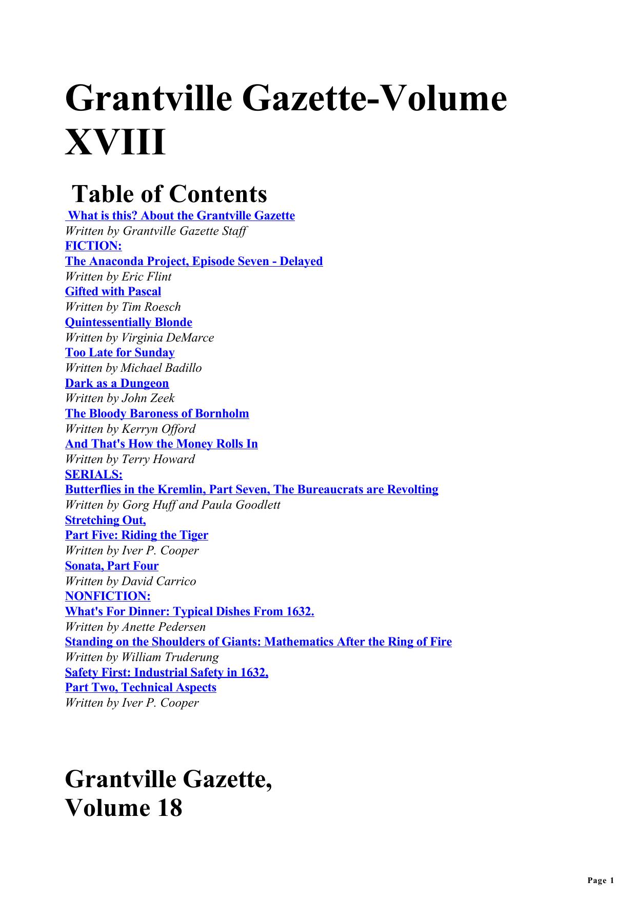 Eric Flint - Grantville Gazette by Vol 18