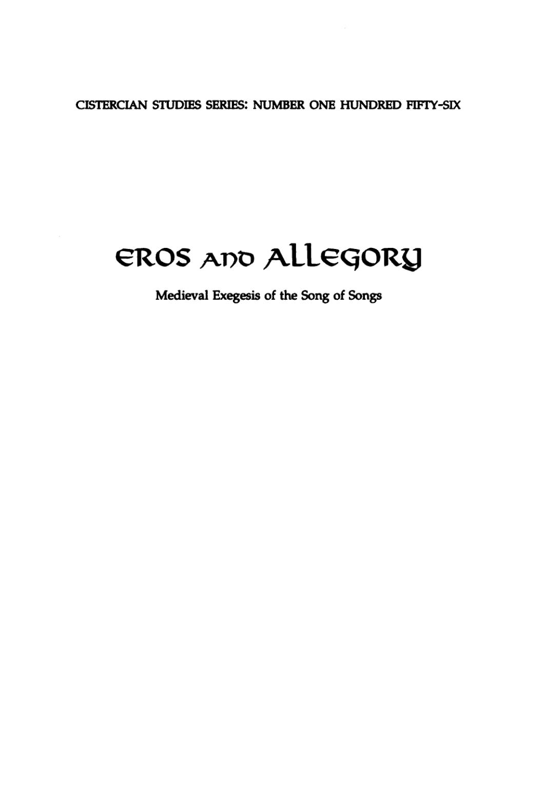 Eros and allegory : medieval exegesis of the Song of Songs by Denys Turner