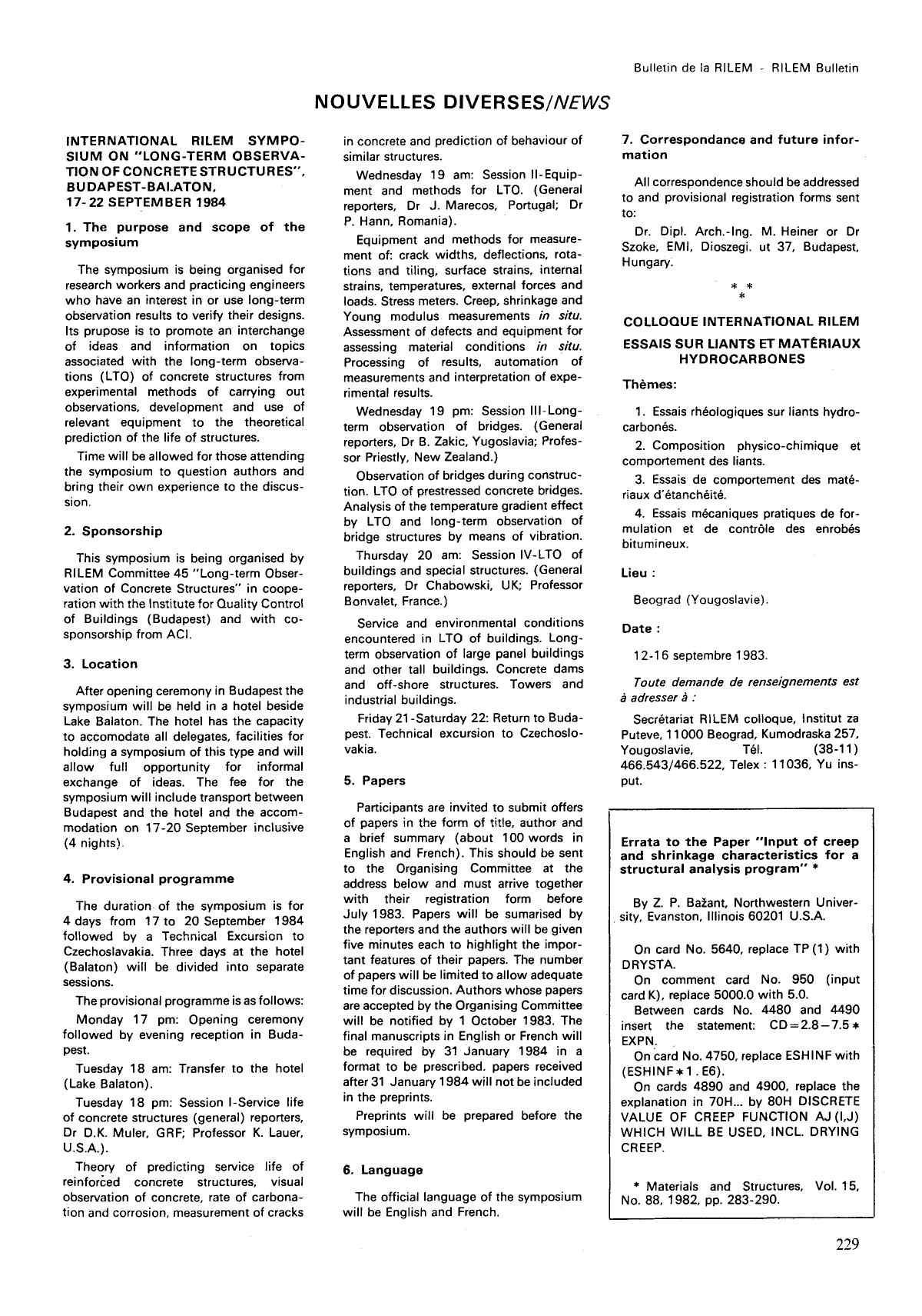 Errata to the paper “Input of creep and shrinkage characteristics for a structural analysis program» by Unknown