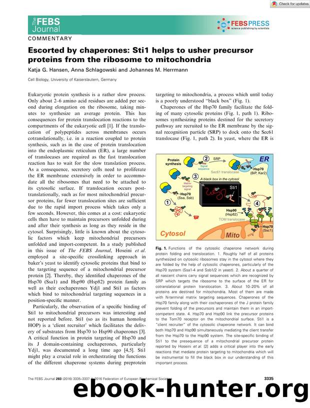 Escorted by chaperones: Sti1 helps to usher precursor proteins from the ribosome to mitochondria by Unknown