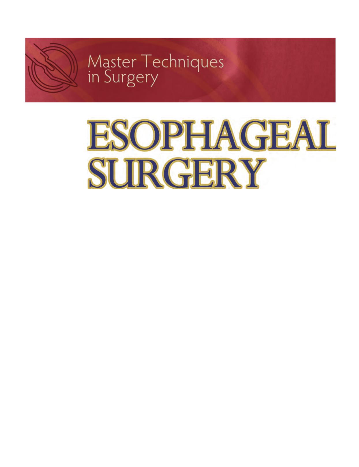 Esophageal surgery by Luketich James D