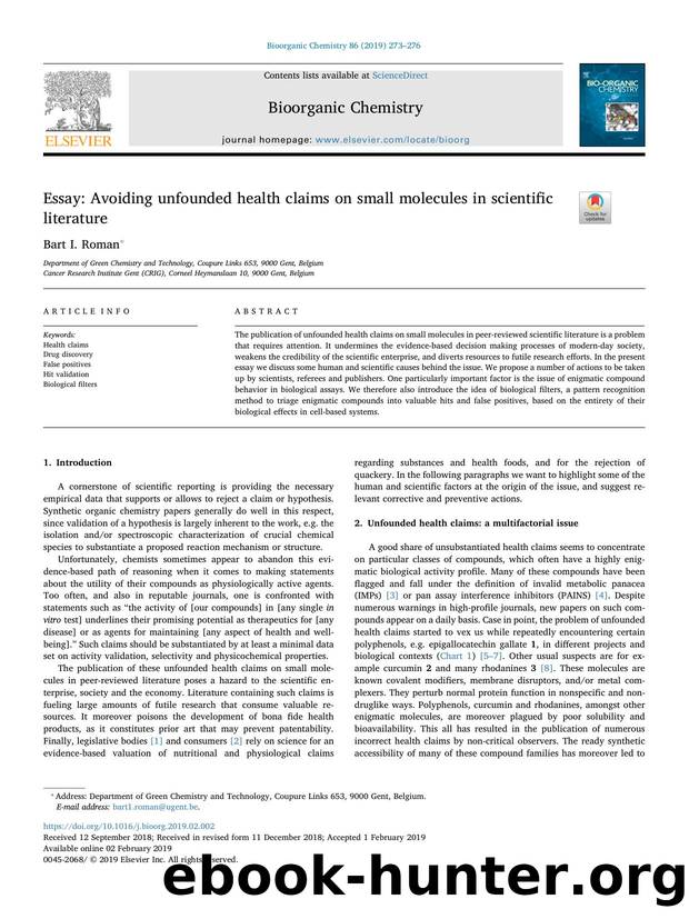 Essay_ Avoiding unfounded health claims on small molecules in scientific literature by Bart I. Roman