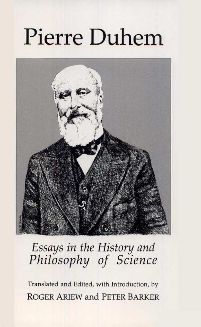 Essays in the History and Philosophy of Science by Pierre Duhem