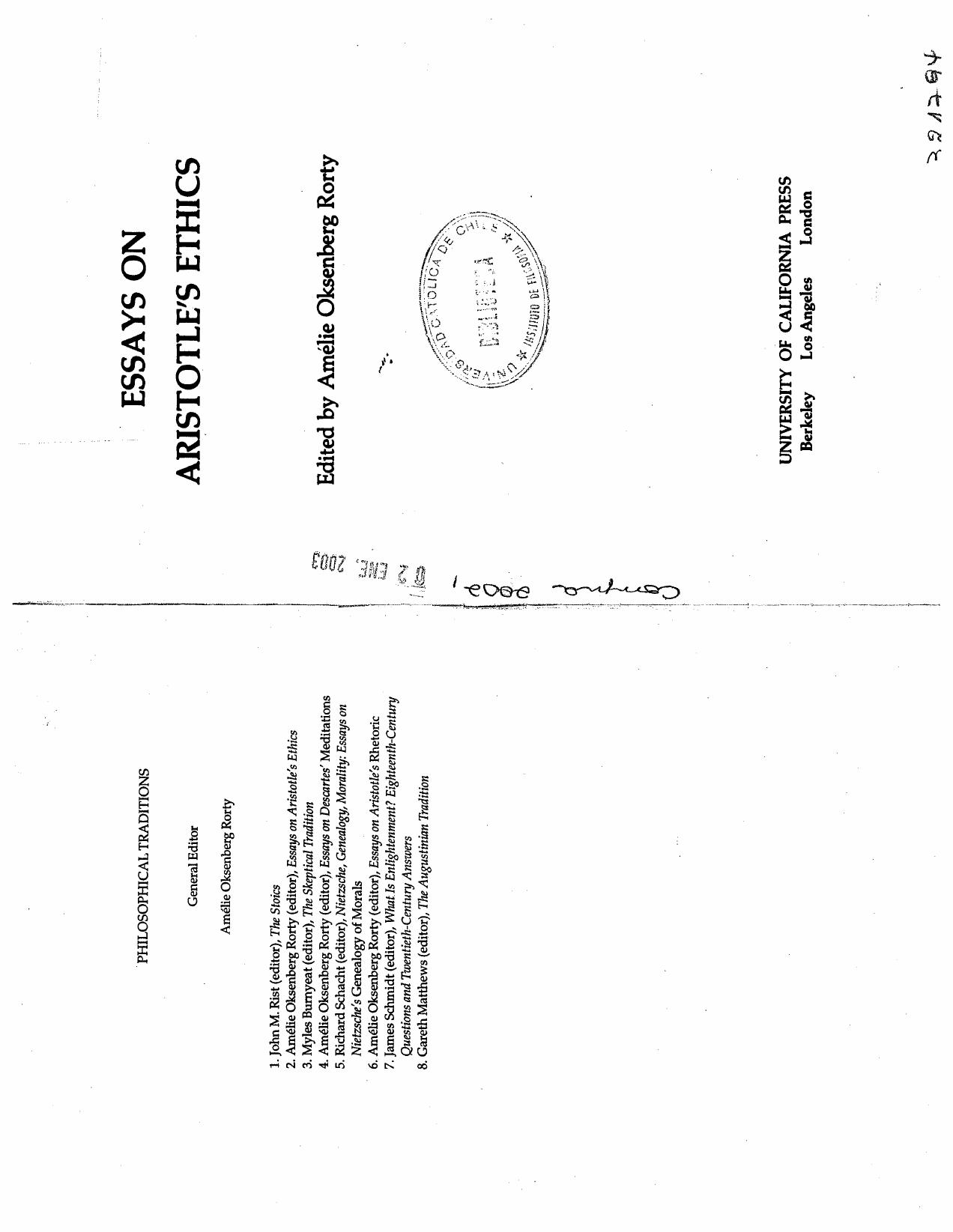 Essays on Aristotle's Ethics by Amélie Oksenberg Rorty
