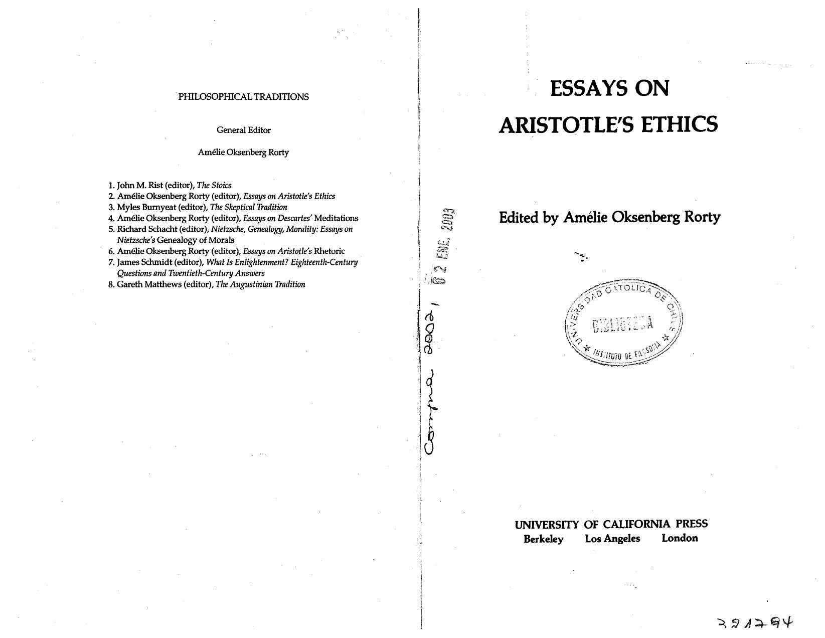 Essays on Aristotle's Ethics by Amelie Oksenberg Rorty (ed.)