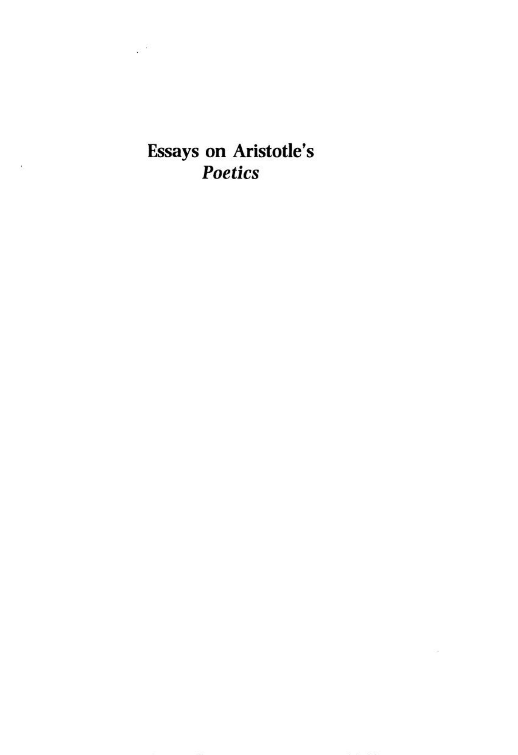 Essays on Aristotle's Poetics by Amélie Rorty