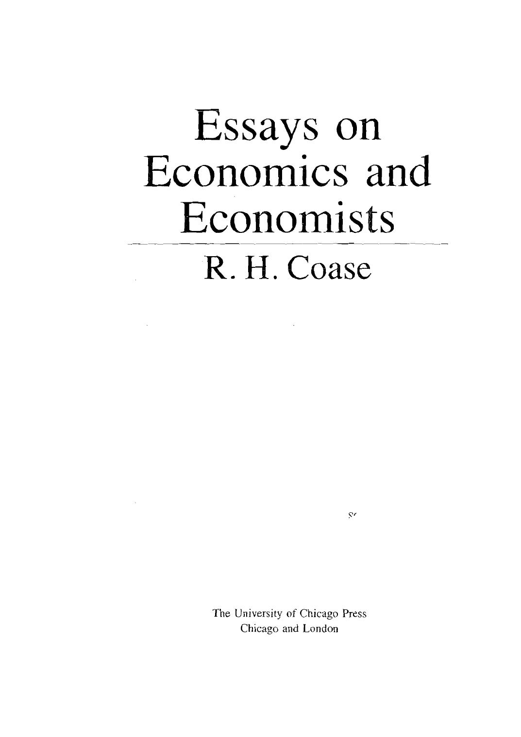 Essays on Economics and Economists by R. H. Coase