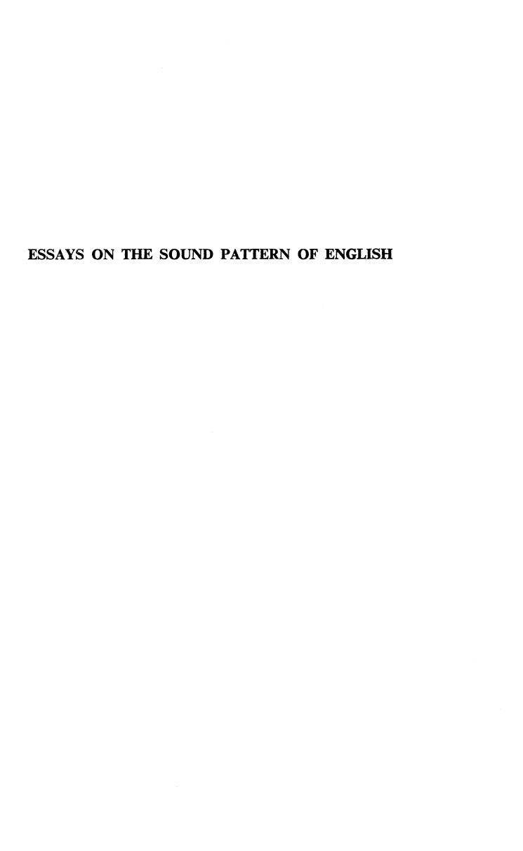 Essays on the Sound Pattern of English by Didier L. Goyvaerts Geoffrey K. Pullum