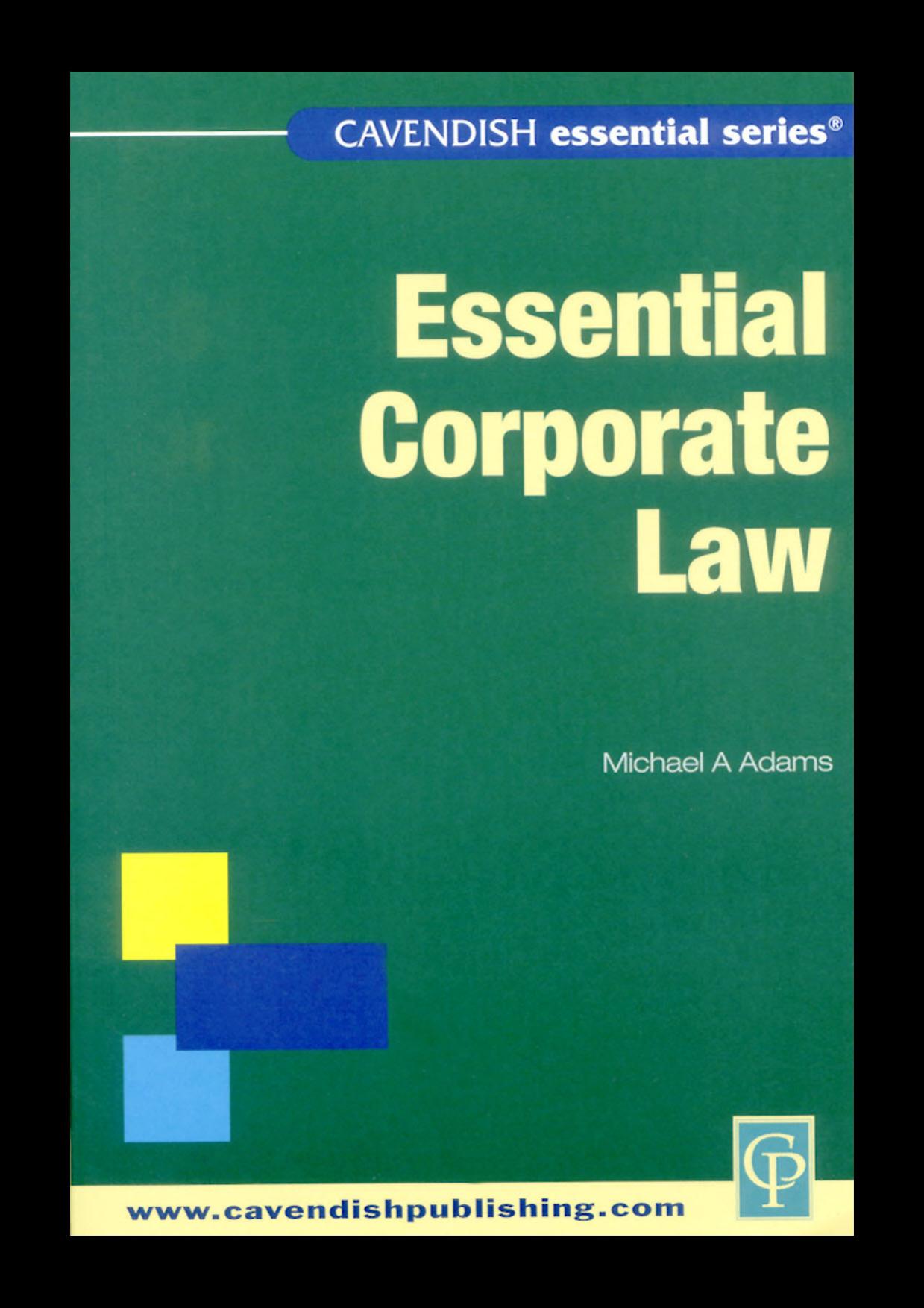 Essential Australian Company Law by Michael A. Adams Michael Adams David Barker