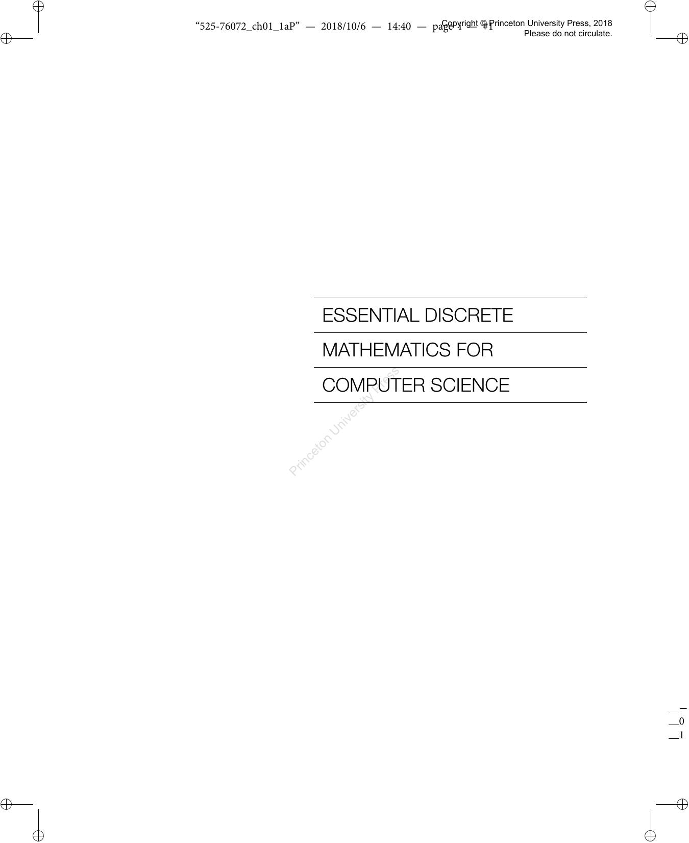 Essential Discrete Mathematics For Computer Science by Harry Lewis Rachel Zax