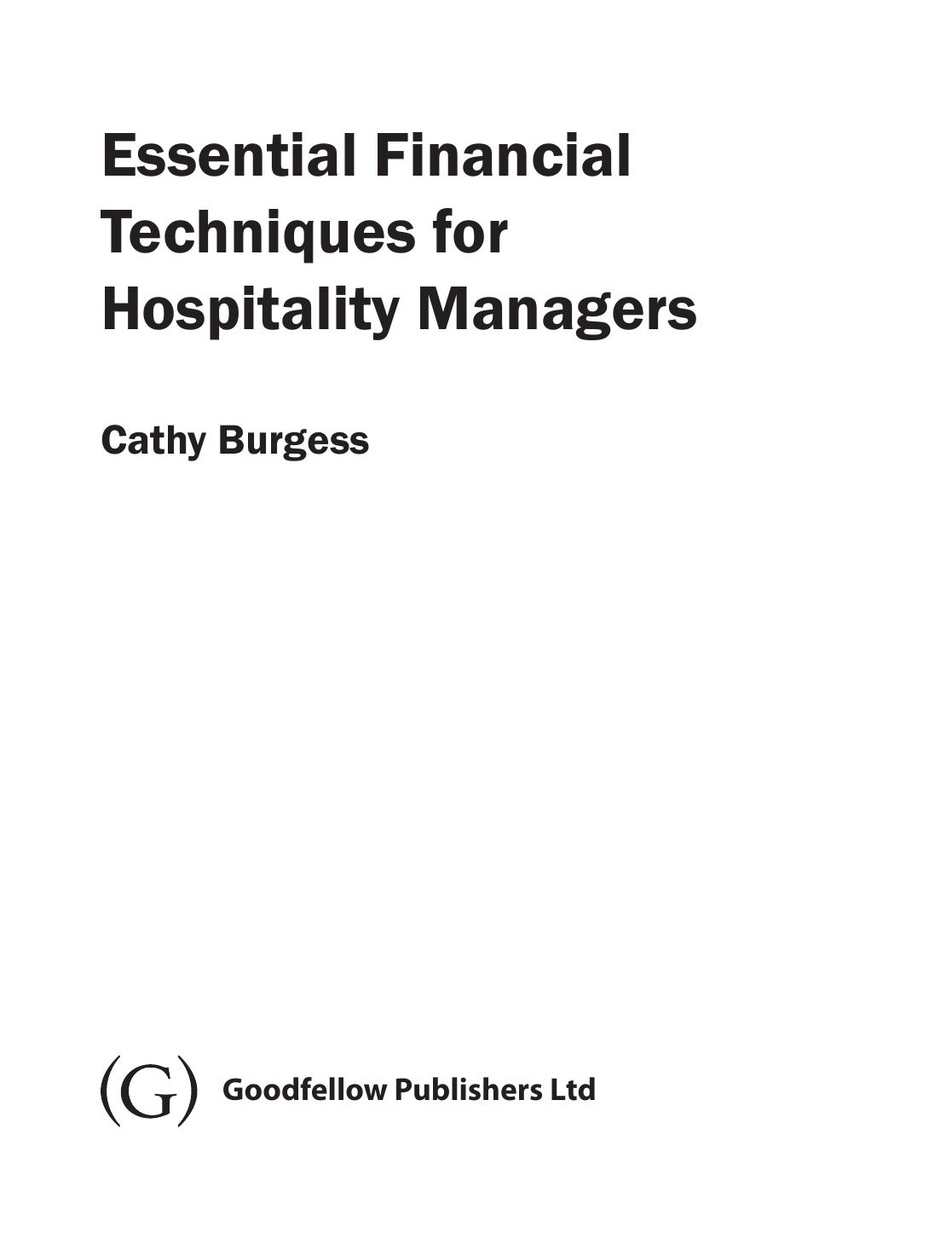 Essential Financial Techniques for Hospitality Managers by Unknow
