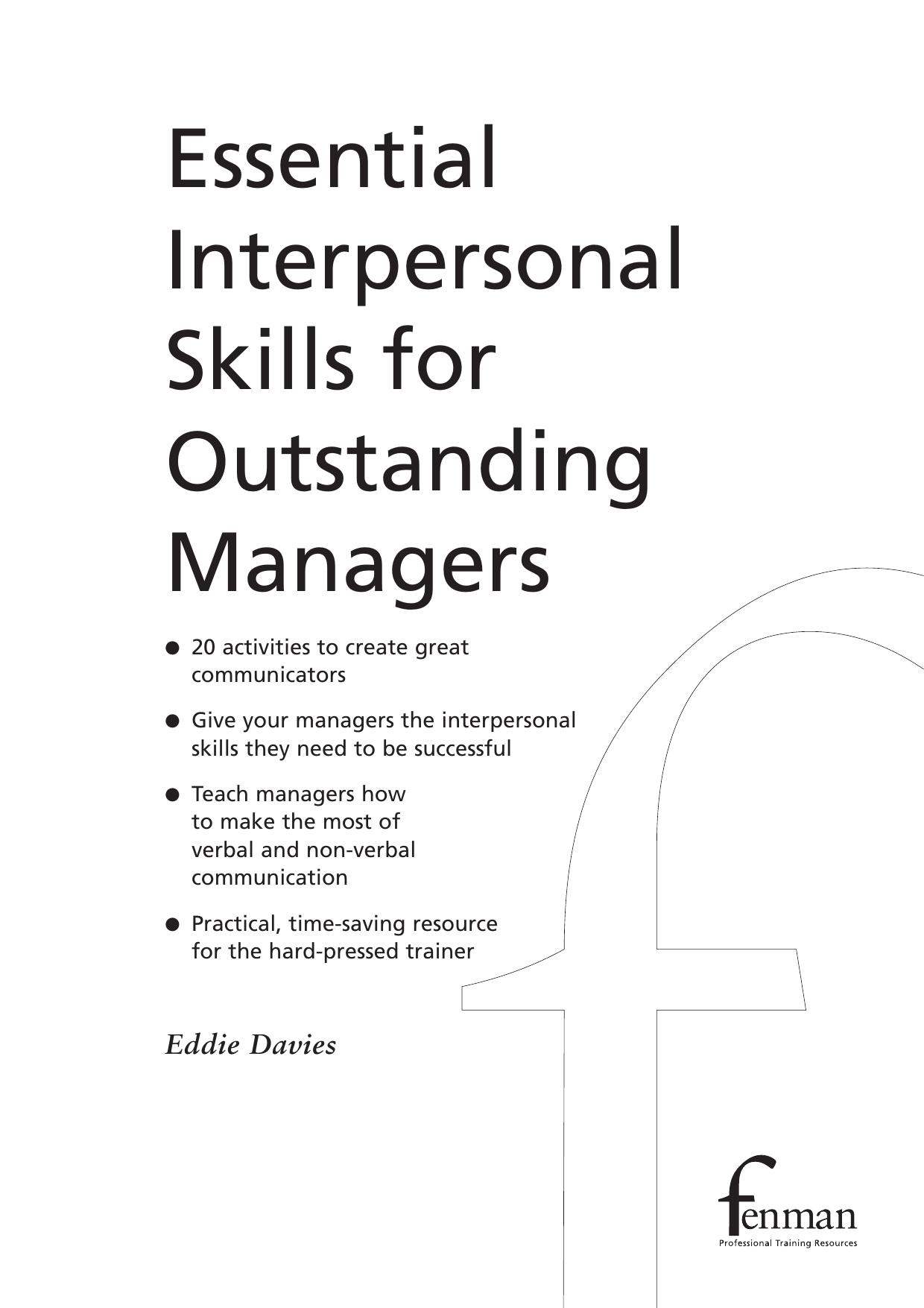Essential Interpersonal Skills for Outstanding Managers by Eddie Davies