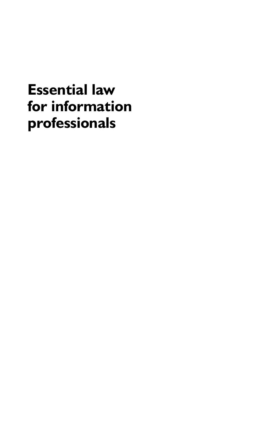 Essential Law for Information Professionals by Paul Pedley