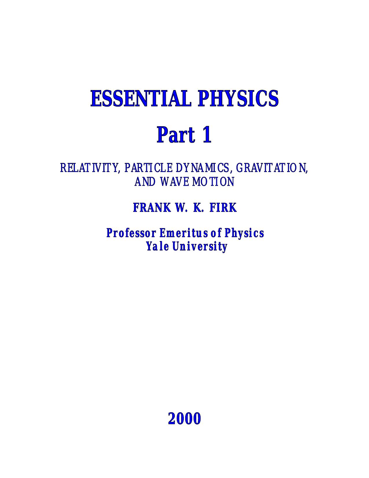 Essential Physics I by Unknow
