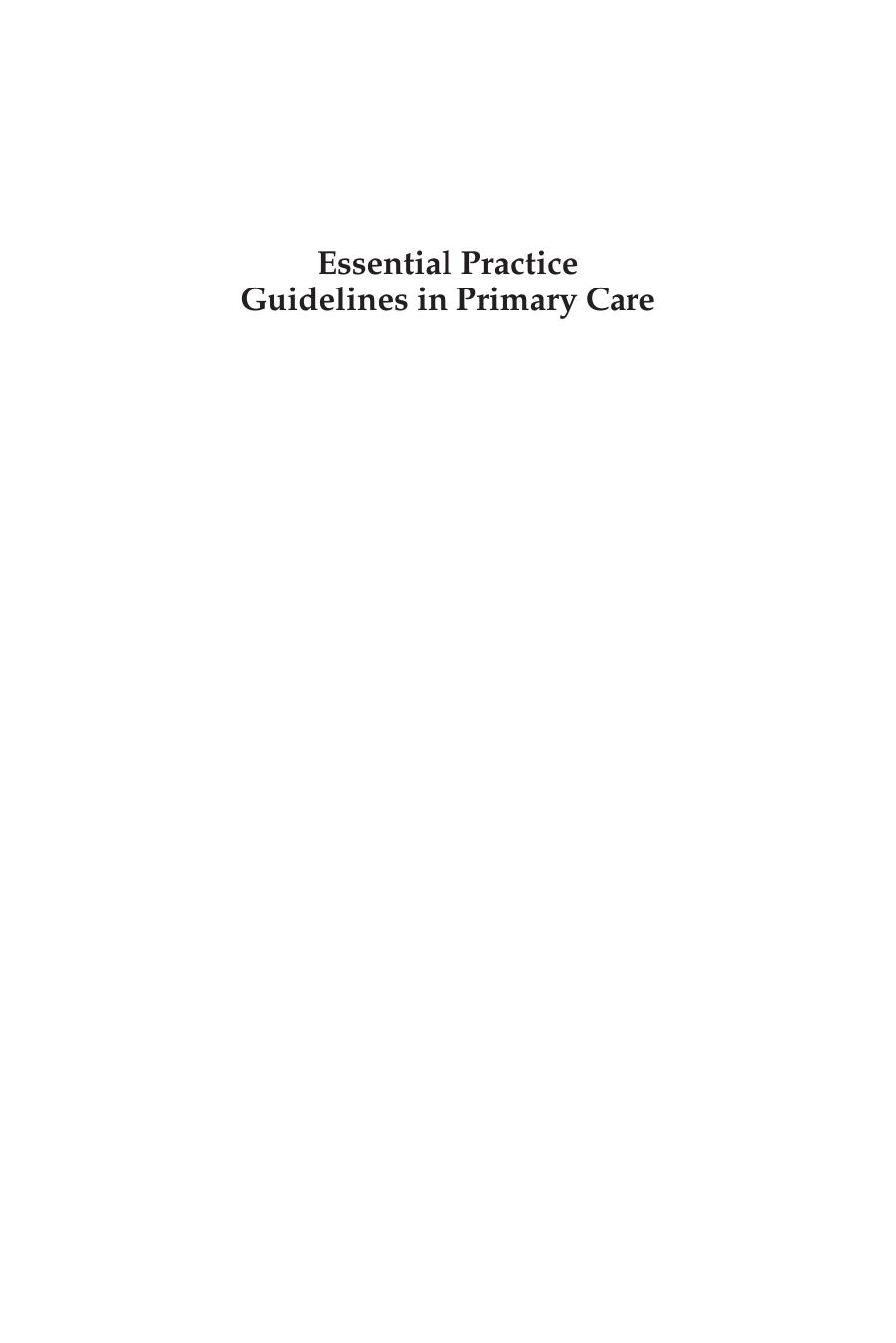 Essential Practice Guidelines in Primary Care by Unknown