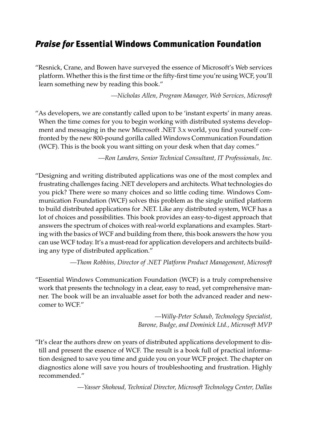 Essential Windows Communication Foundation (WCF): For .NET Framework 3.5 by Steve Resnick Richard Crane Chris Bowen