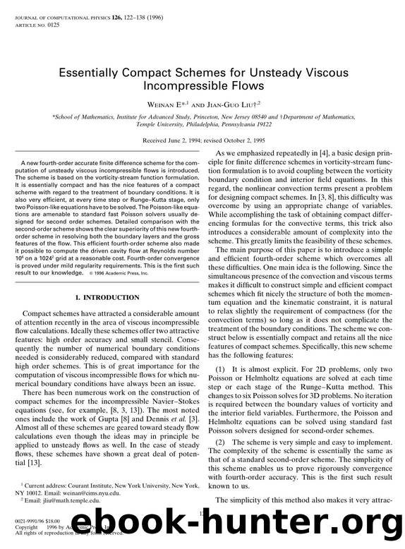 Essentially Compact Schemes for Unsteady Viscous Incompressible Flows by E. W. et al