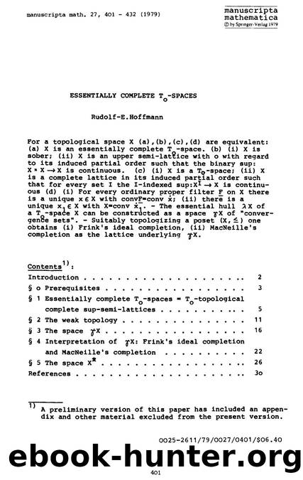 Essentially complete T <Subscript>O <Subscript>-spaces by Unknown