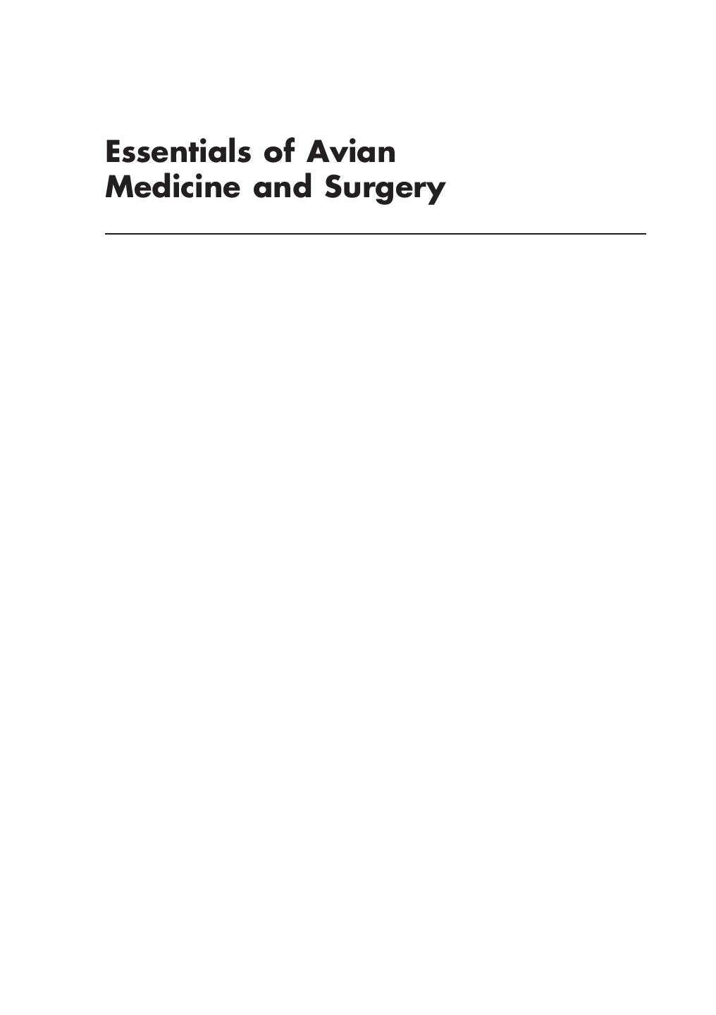 Essentials of Avian Medicine and Surgery, Third Edition by Brian H. Coles(auth.)