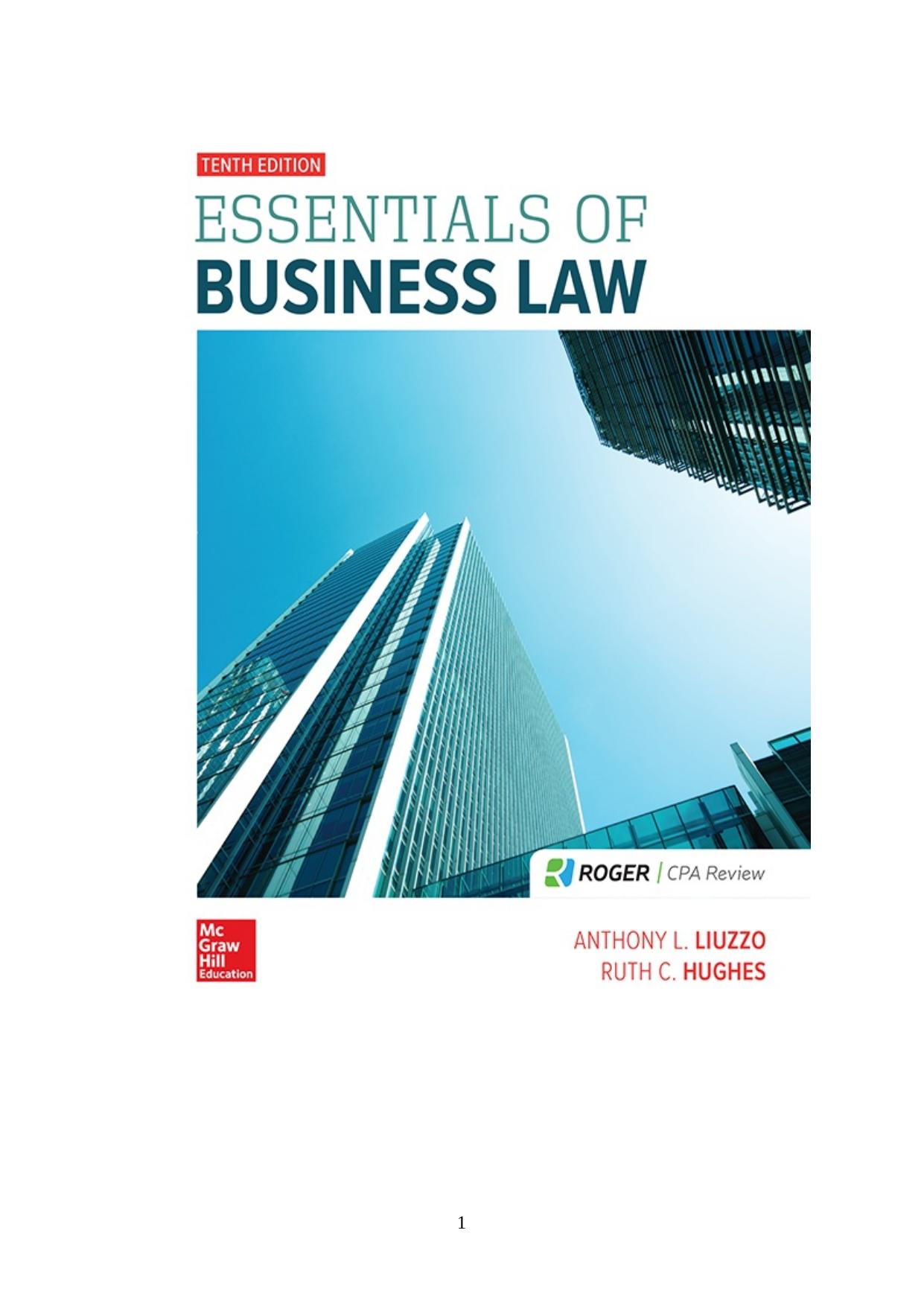 Essentials of Business Law by Anthony L. Liuzzo