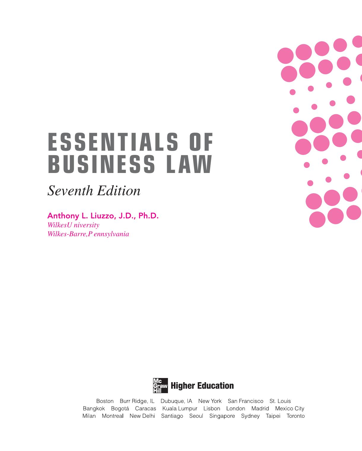 Essentials of Business Law by Anthony Liuzzo