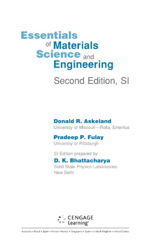 Essentials of Materials Science & Engineering - SI Version by Donald R. Askeland