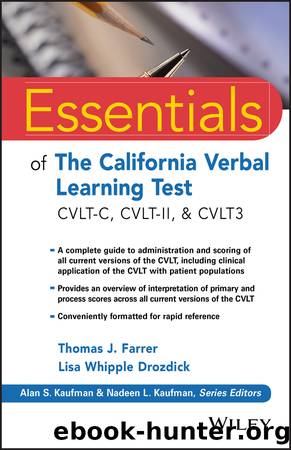 Essentials of the California Verbal Learning Test by unknow