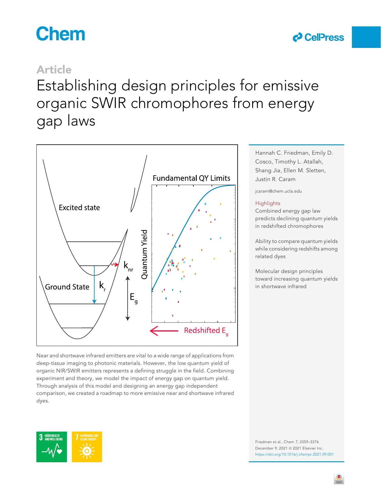 Establishing design principles for emissive organic SWIR chromophores from energy gap laws by unknow