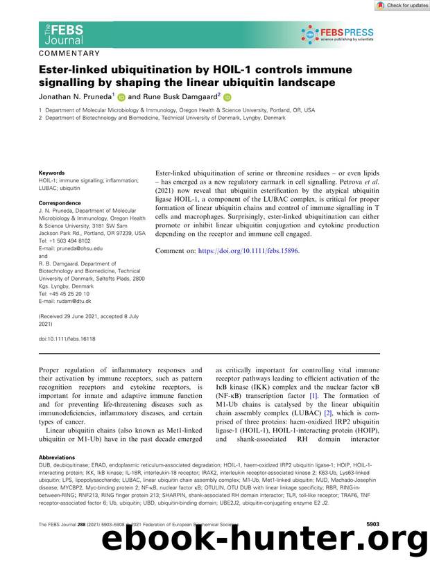 Esterâlinked ubiquitination by HOILâ1 controls immune signalling by shaping the linear ubiquitin landscape by Unknown