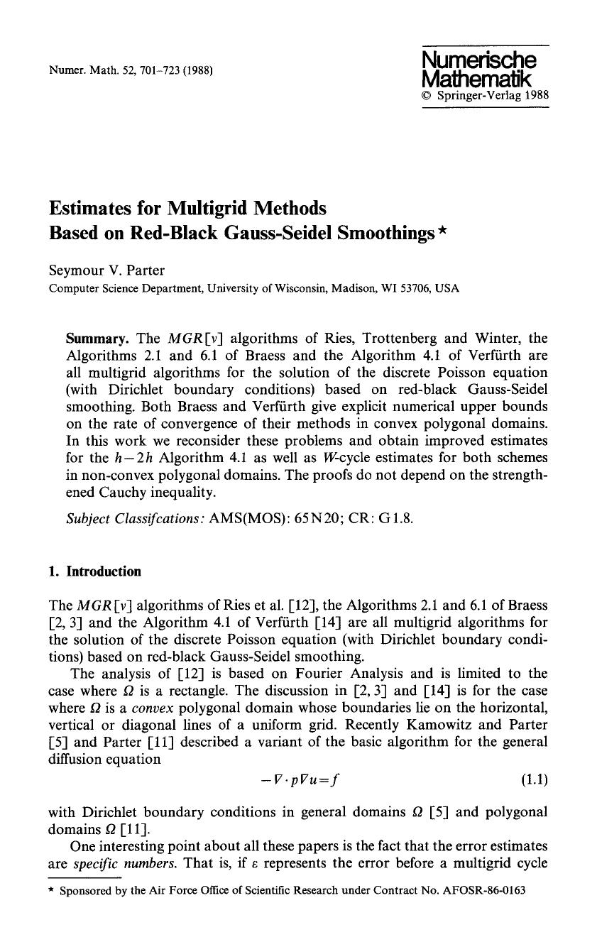 Estimates for multigrid methods based on red-black Gauss-Seidel smoothings by Unknown