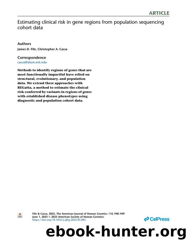 Estimating clinical risk in gene regions from population sequencing cohort data by James D. Fife & Christopher A. Cassa