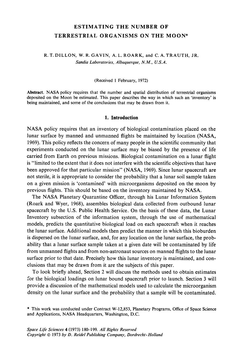 Estimating the number of terrestrial organisms on the moon by Unknown