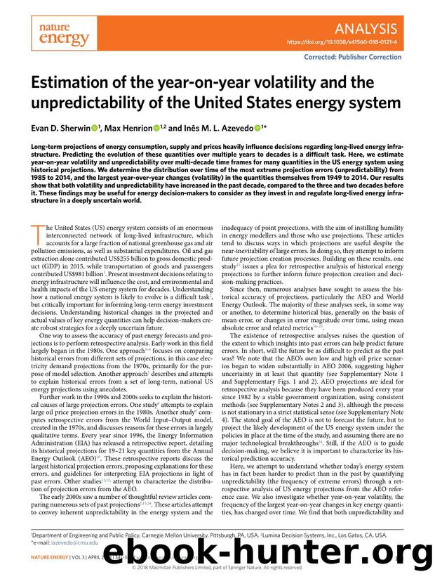 Estimation of the year-on-year volatility and the unpredictability of the United States energy system by Evan D. Sherwin & Max Henrion & Inamp#x000EA;s M. L. Azevedo