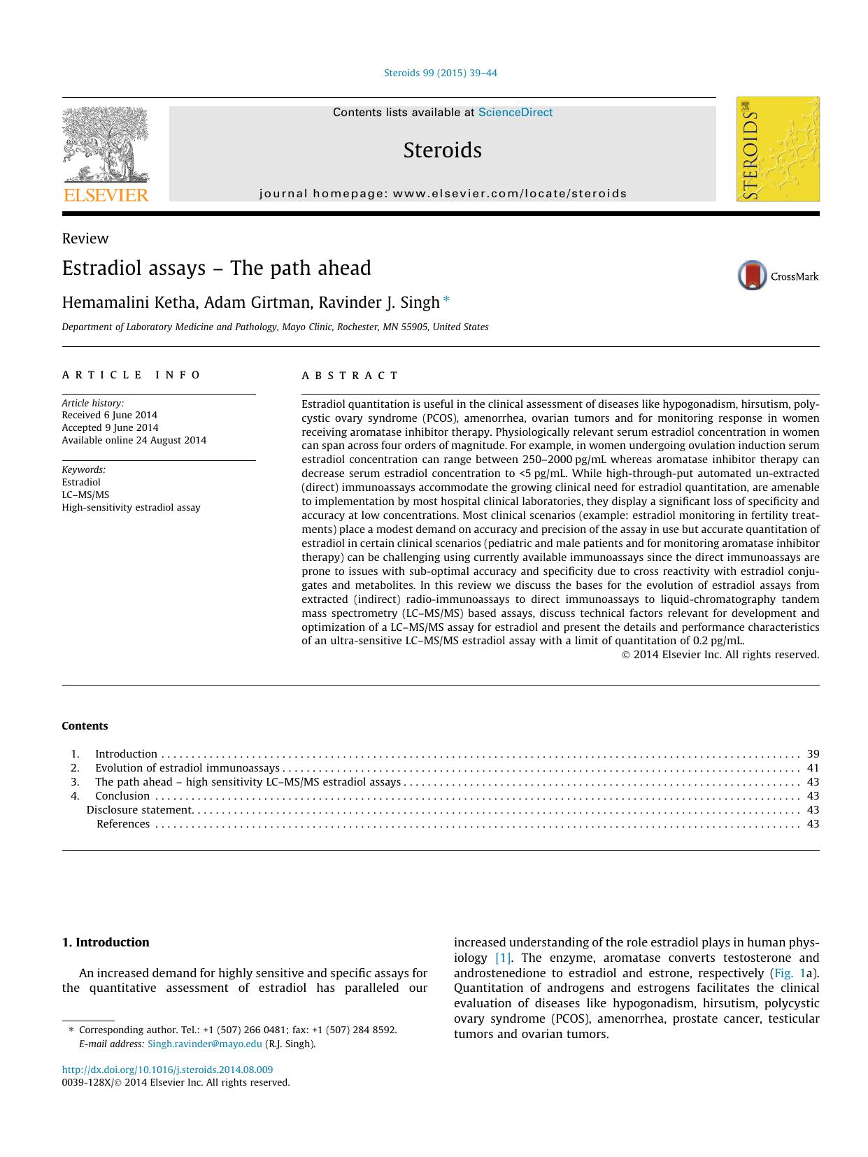 Estradiol assays â€“ The path ahead by Hemamalini Ketha & Adam Girtman & Ravinder J. Singh