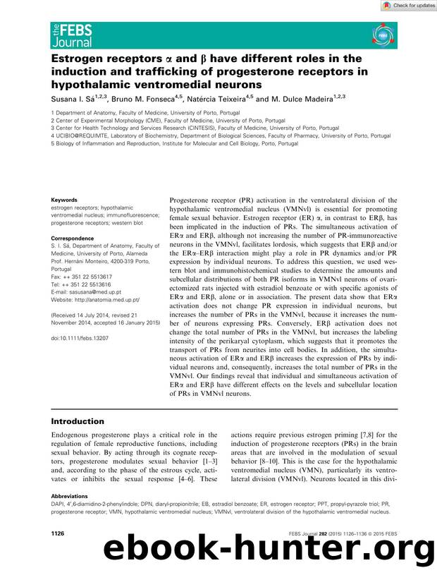 Estrogen receptors Î± and Î² have different roles in the induction and trafficking of progesterone receptors in hypothalamic ventromedial neurons by Unknown