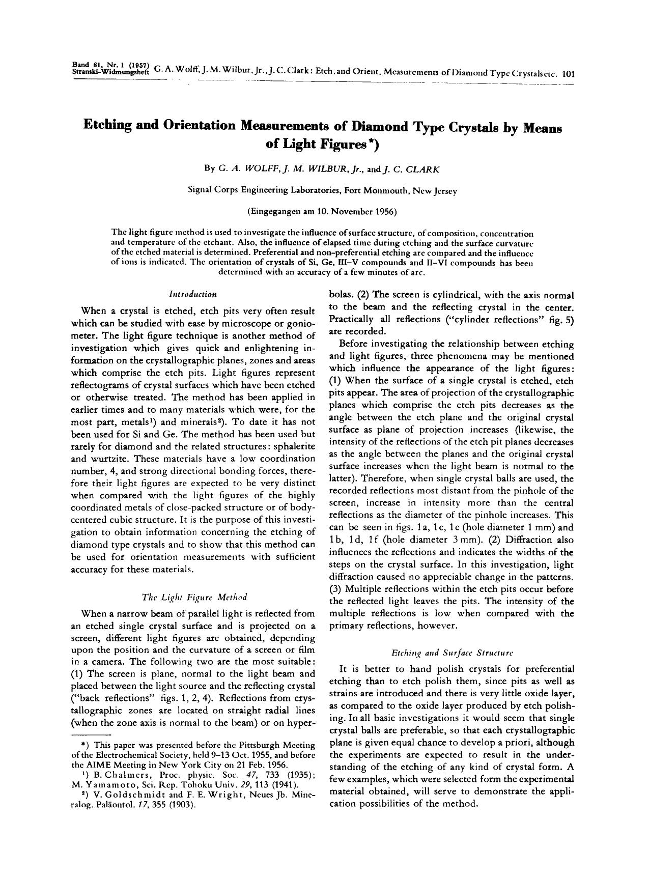 Etching and orientation measurements of diamond type crystals by means of light figures by Unknown