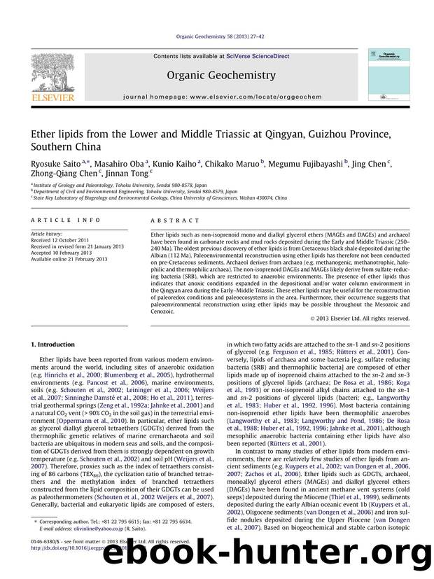 Ether lipids from the Lower and Middle Triassic at Qingyan, Guizhou Province, Southern China by unknow