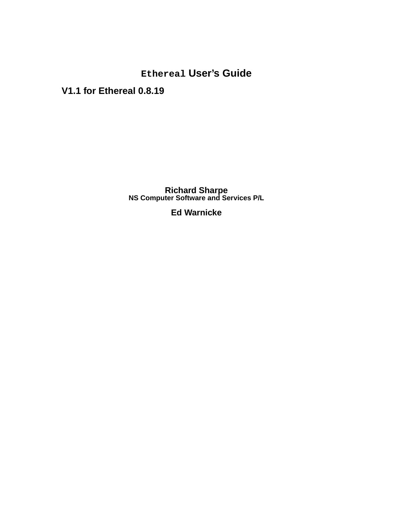 Ethereal User Guide by Unknown
