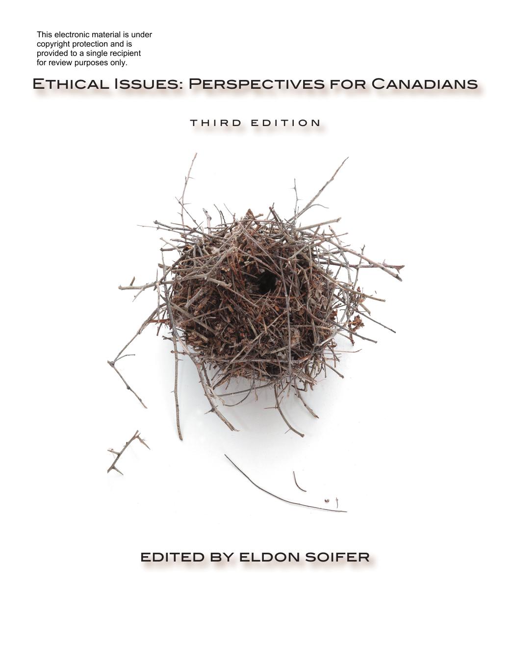 Ethical Issues, third edition: Perspectives for Canadians by Eldon Soifer