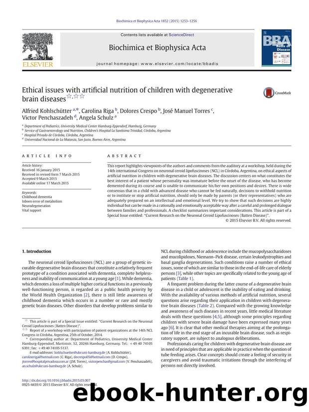Ethical issues with artificial nutrition of children with degenerative brain diseases by unknow