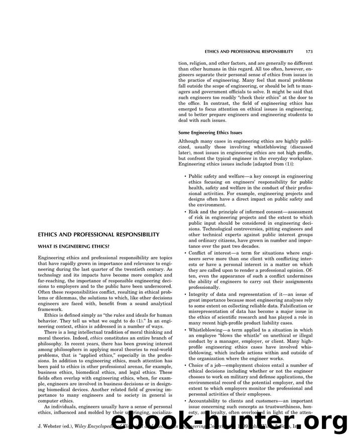 Ethics and Professional Responsibility". In: Wiley Encyclopedia of Electrical and Electronics Engineering by Unknown