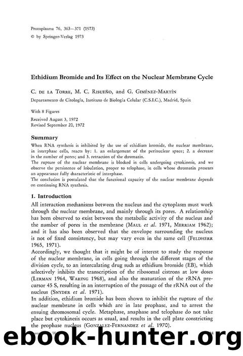 Ethidium bromide and its effect on the nuclear membrane cycle by Unknown