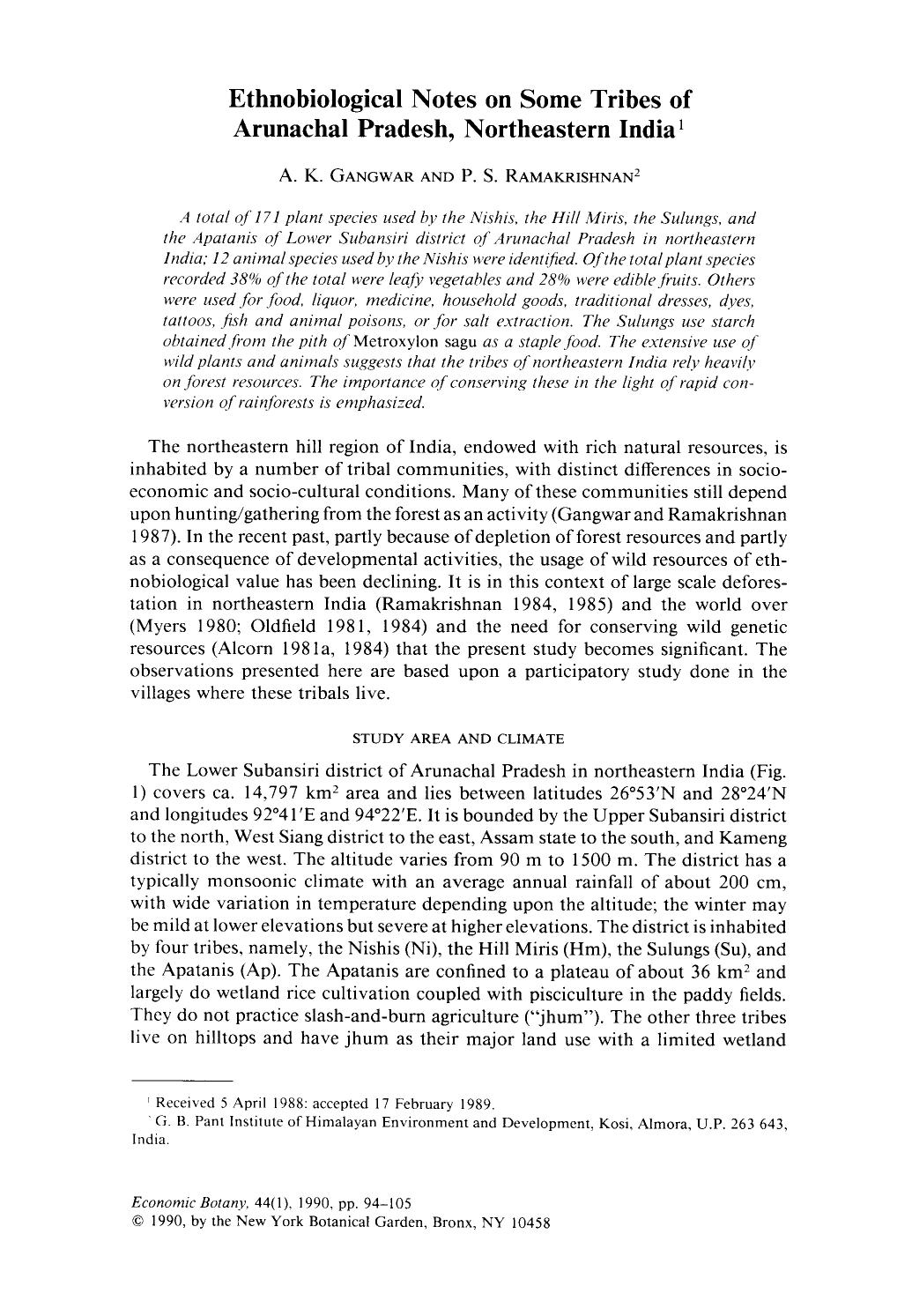 Ethnobiological notes on some tribes of Arunachal Pradesh, northeastern India by Unknown