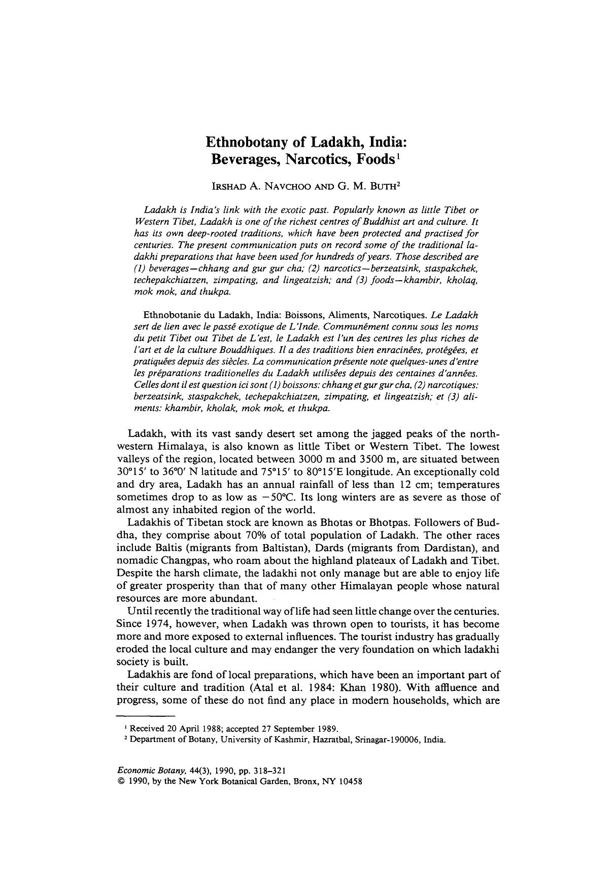 Ethnobotany of Ladakh, India: Beverages, narcotics, foods by Unknown
