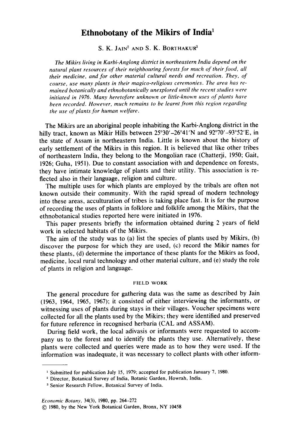 Ethnobotany of the mikirs of India by Unknown